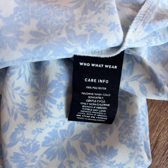 cottage milkmaid boho puff floral maxi dress who what wear small blue white - Picture 7 of 8